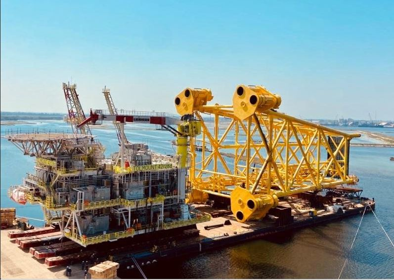 Load out of the Tolmount jacket and topsides.