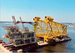 Load out of the Tolmount jacket and topsides. Load out of the Tolmount jacket and topsides.