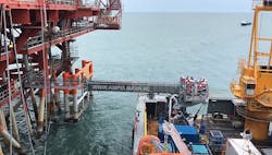 The A-type Enhanced Performance gangway system operating offshore India. The A-type Enhanced Performance gangway system operating offshore India.