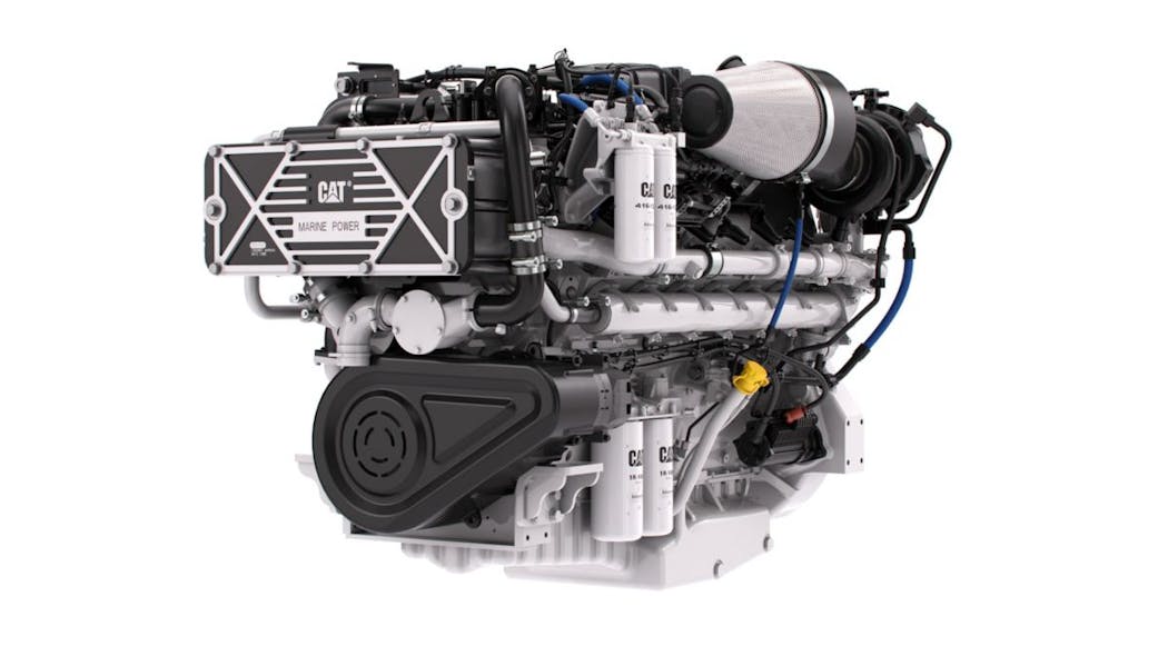 The Cat C32B 2000 HP (2025 MHP) marine engine.