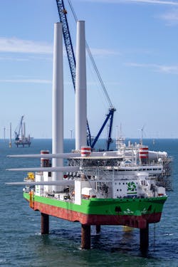 The sister installation vessels Sea Installer and Sea Challenger installed 94 turbines at the Borssele 1 &amp; 2 offshore wind farm.