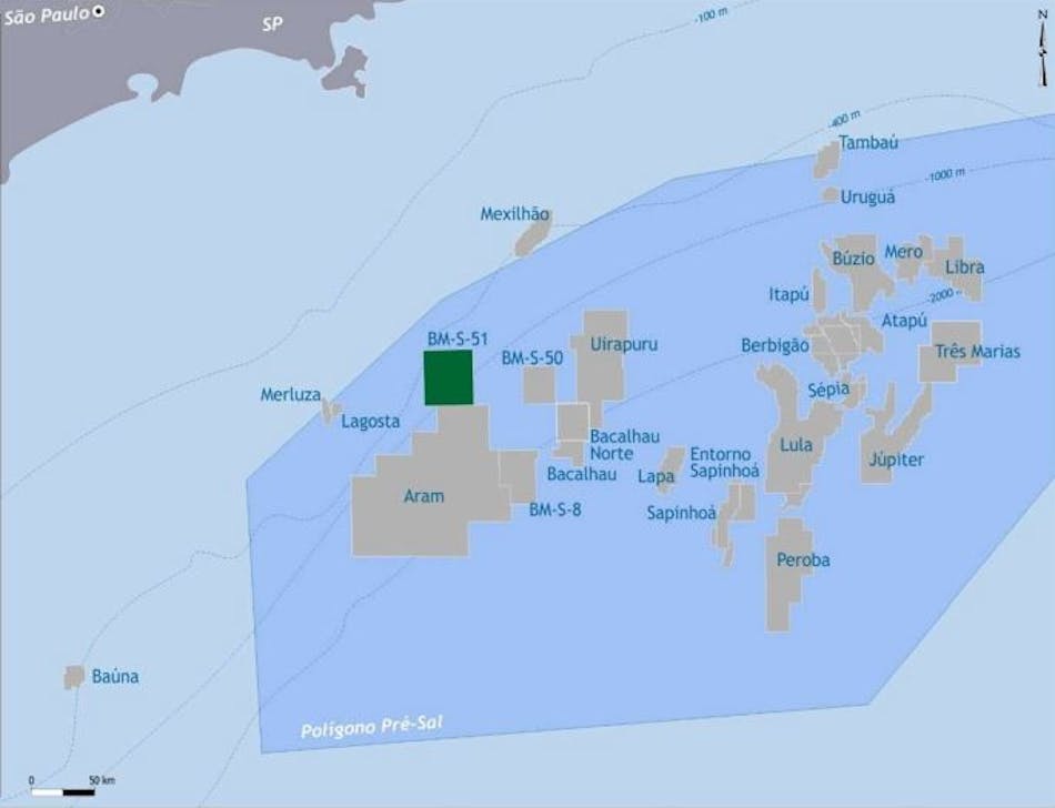 Location of the BM-S-51 concession in the Santos basin offshore Brazil.