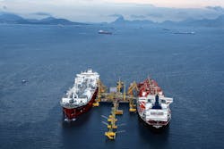 LNG regasification terminal in Guanabara Bay, Rio de Janeiro. LNG regasification terminal in Guanabara Bay, Rio de Janeiro.