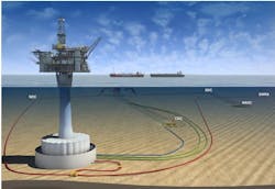 Schematic of the West White Rose field development. Schematic of the West White Rose field development.
