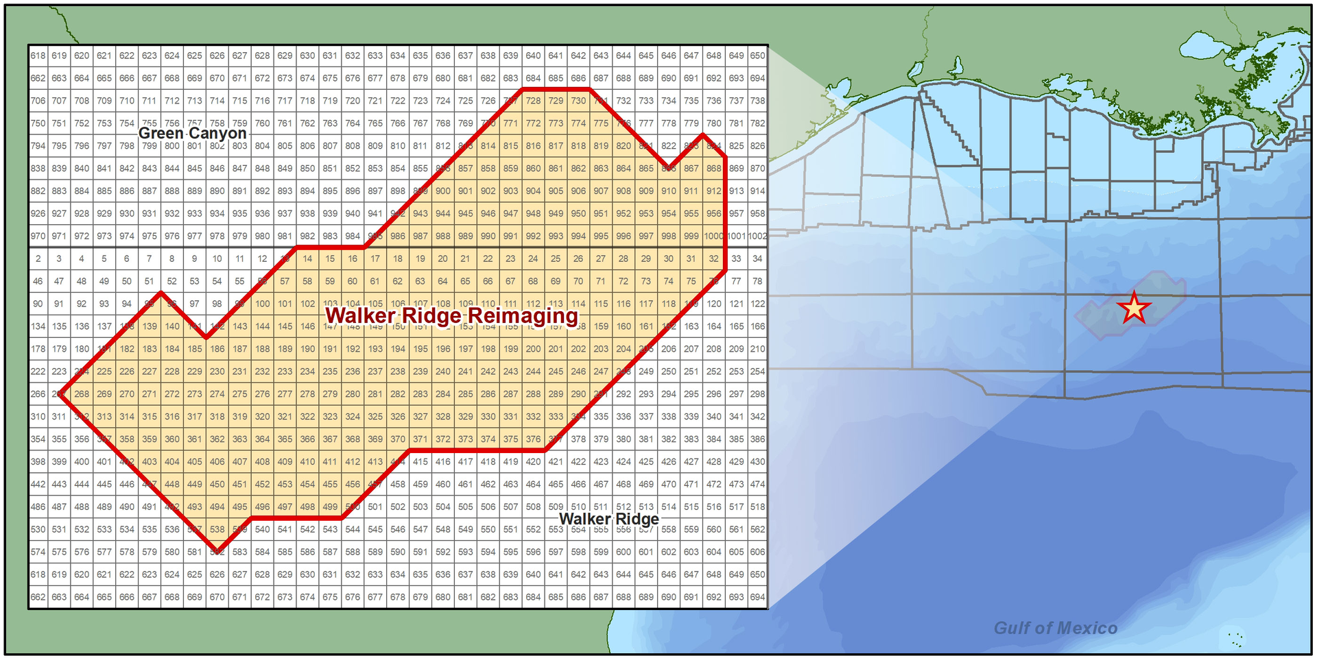 Map showing location of the Walker Ridge reimaging program.