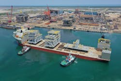 The first shipment includes modules that will provide compression, vapor recovery, and a laydown area for the FPSO. The first shipment includes modules that will provide compression, vapor recovery, and a laydown area for the FPSO.