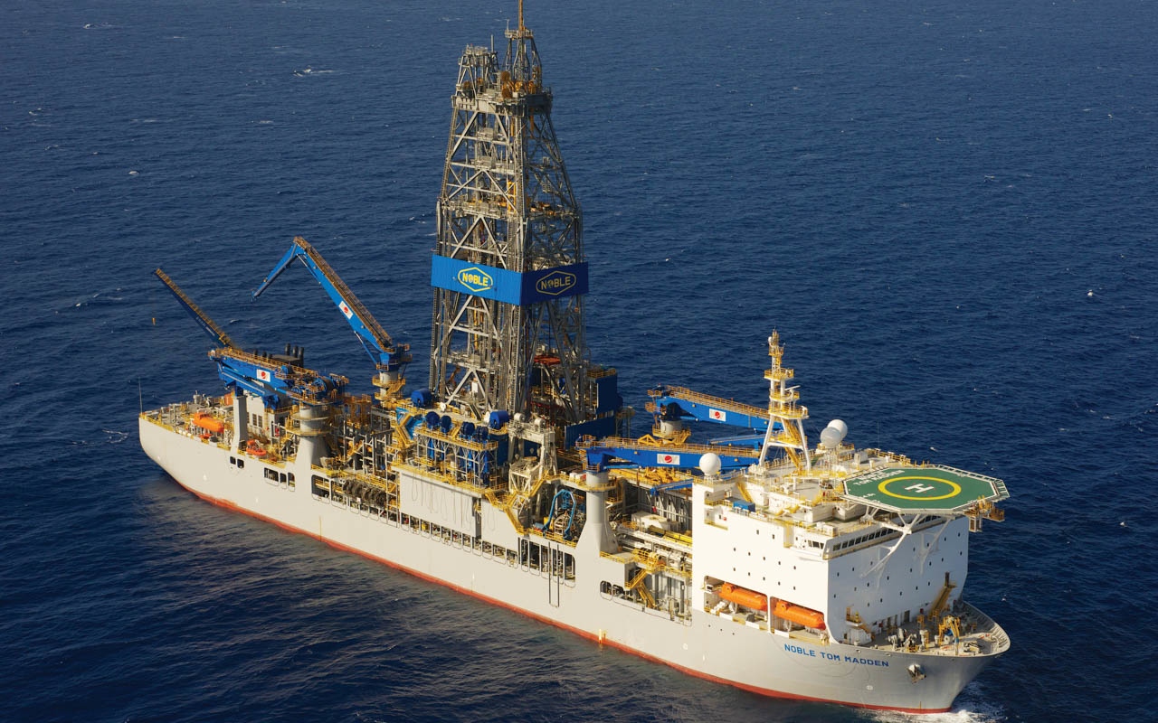 The ultra-deepwater drillship Noble Tom Madden.