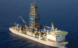 The ultra-deepwater drillship Noble Tom Madden. The ultra-deepwater drillship Noble Tom Madden.