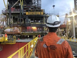 The Pickerill B gas platform topsides. The Pickerill B gas platform topsides.