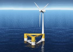 Artist impression of a floating offshore wind turbine.