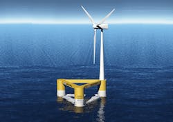 Artist impression of a floating offshore wind turbine. Artist impression of a floating offshore wind turbine.