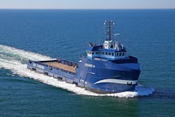 The platform supply vessel Harvey Power will have tri-fuel capability. The platform supply vessel Harvey Power will have tri-fuel capability.