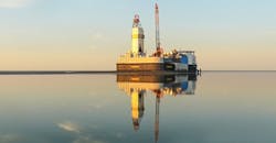 The Mittelplate drilling and production island. The Mittelplate drilling and production island.