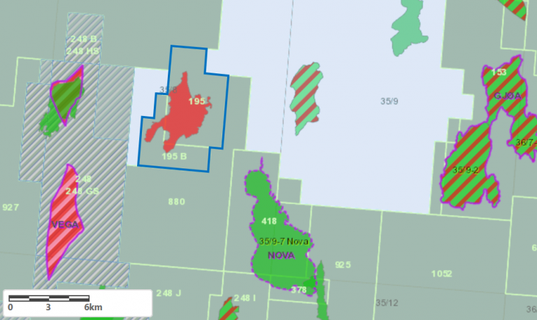 Location of the PLs 195 and 195 B in the North Sea.