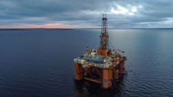 The semisubmersible drilling rig Stena Spey. The semisubmersible drilling rig Stena Spey.