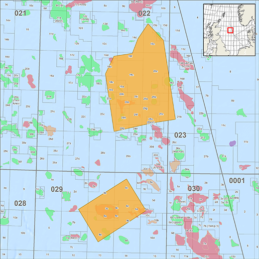 Map showing location of the OBN Cornerstone 2020 survey in the UK central North Sea.