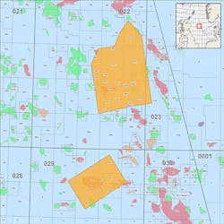 Map showing location of the OBN Cornerstone 2020 survey in the UK central North Sea.