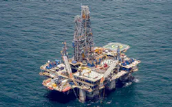 The semisubmersible drilling rig Noble Clyde Boudreaux.