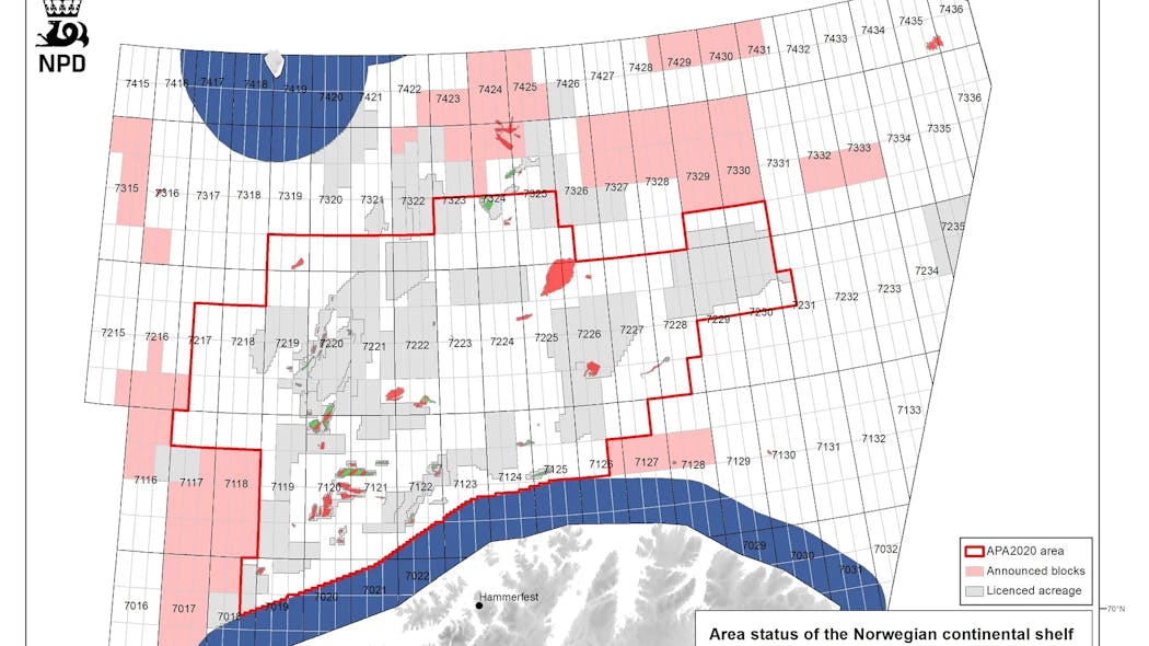 Map of acreage available for application in the Barents Sea in 25th licensing round.