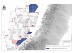 Map of acreage available for application in the Norwegian Sea in 25th licensing round. Map of acreage available for application in the Norwegian Sea in 25th licensing round.