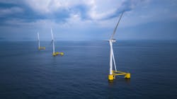 WindFloat Atlantic is the world’s first semisubmersible floating wind farm. WindFloat Atlantic is the world’s first semisubmersible floating wind farm.