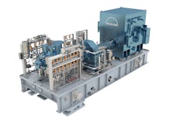 Radial compressor train for offshore gas production. Radial compressor train for offshore gas production.