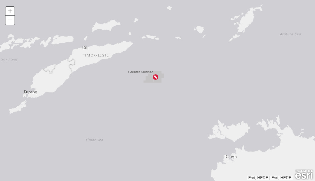 Location of Greater Sunrise offshore Timor-Leste.