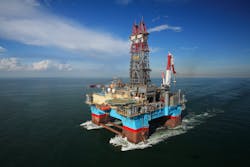 The semisubmersible drilling rig Maersk Developer. The semisubmersible drilling rig Maersk Developer.