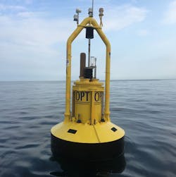 A PB3 PowerBuoy. A PB3 PowerBuoy.