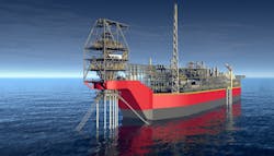 Rendering of the Sangomar field FPSO. Rendering of the Sangomar field FPSO.