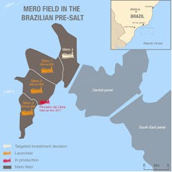 Map of the Mero field in the presalt Santos basin.