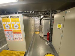 Siemens’ BlueVault lithium-ion battery technology as deployed on the West Mira ultra-deepwater semisubmersible. Siemens’ BlueVault lithium-ion battery technology as deployed on the West Mira ultra-deepwater semisubmersible.