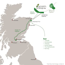 The Acorn project envisages re-use of the Goldeneye pipeline for transport of CO2 to a storage site in the UK central North Sea. The Acorn project envisages re-use of the Goldeneye pipeline for transport of CO2 to a storage site in the UK central North Sea.