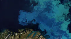Satellite image of part of the Barents Sea.