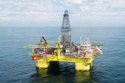 The semisubmersible drilling rig COSLInnovator. The semisubmersible drilling rig COSLInnovator.