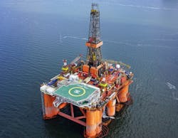 The semisubmersible drilling rig Stena Spey. The semisubmersible drilling rig Stena Spey.