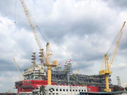 The FPSO Energean Power at the Admiralty Yard in Singapore. The FPSO Energean Power at the Admiralty Yard in Singapore.