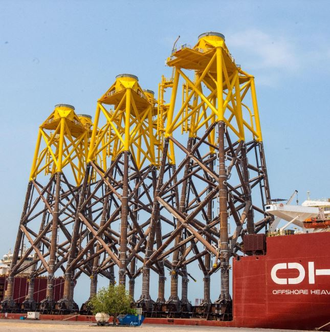 Moray East offshore wind farm jackets.