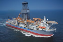 The drillship Pacific Khamsin. The drillship Pacific Khamsin.