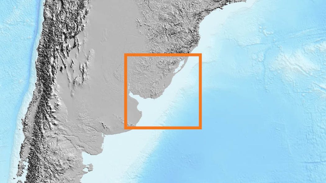 Uruguay Map Hillshade