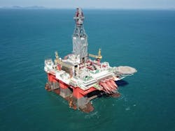 The semisubmersible drilling rig West Bollsta. The semisubmersible drilling rig West Bollsta.
