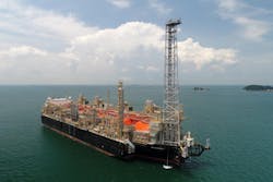 The FLNG vessel Hilli Episeyo operates offshore Cameroon.