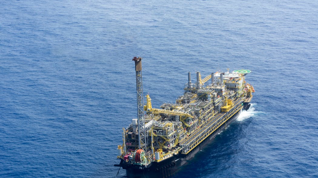 The FPSO P-77 operates at the B&uacute;zios field in the presalt Santos basin offshore Brazil.