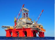 The harsh environment semisubmersible drilling rig Transocean Barents.