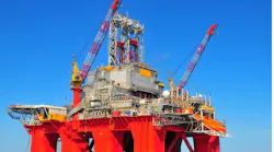 The harsh environment semisubmersible drilling rig Transocean Barents.