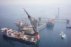 The North Field Bravo living quarters expansion project offshore Qatar. The North Field Bravo living quarters expansion project offshore Qatar.