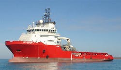 The anchor handler tag supply vessel Lady Caroline. The anchor handler tag supply vessel Lady Caroline.
