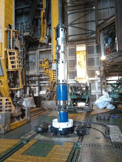 The Remotely Operated Controls System through moonpool toward the subsea well. The Remotely Operated Controls System through moonpool toward the subsea well.