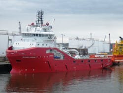 The anchor handling tug supply vessel Skandi Saigon. The anchor handling tug supply vessel Skandi Saigon.