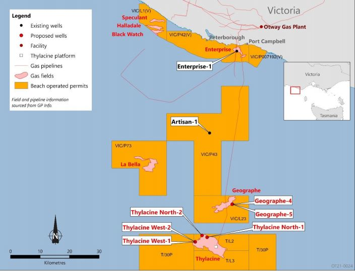 Artisan 1 is about 30 km (19 mi) offshore Victoria.